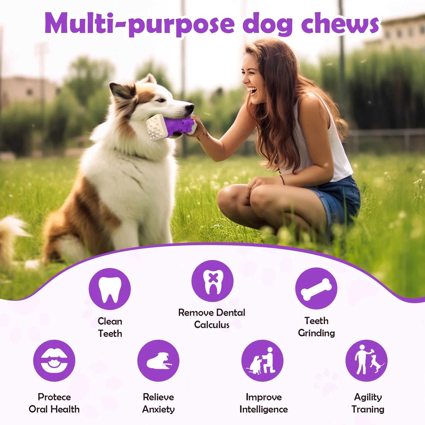 Brighten Your Pup's Day with the  Interactive Chew Toy - Perfect for Aggressive Chewers! 🐶💜