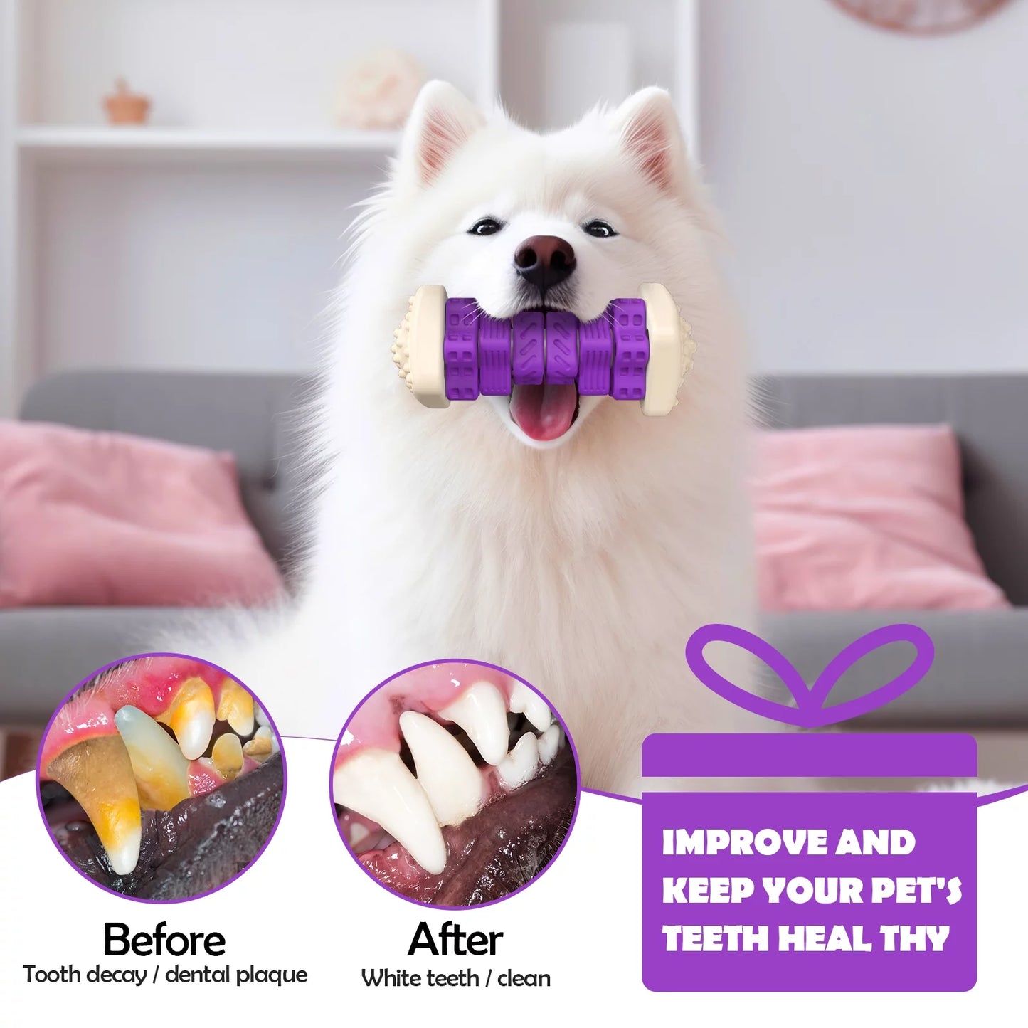 Brighten Your Pup's Day with the  Interactive Chew Toy - Perfect for Aggressive Chewers! 🐶💜